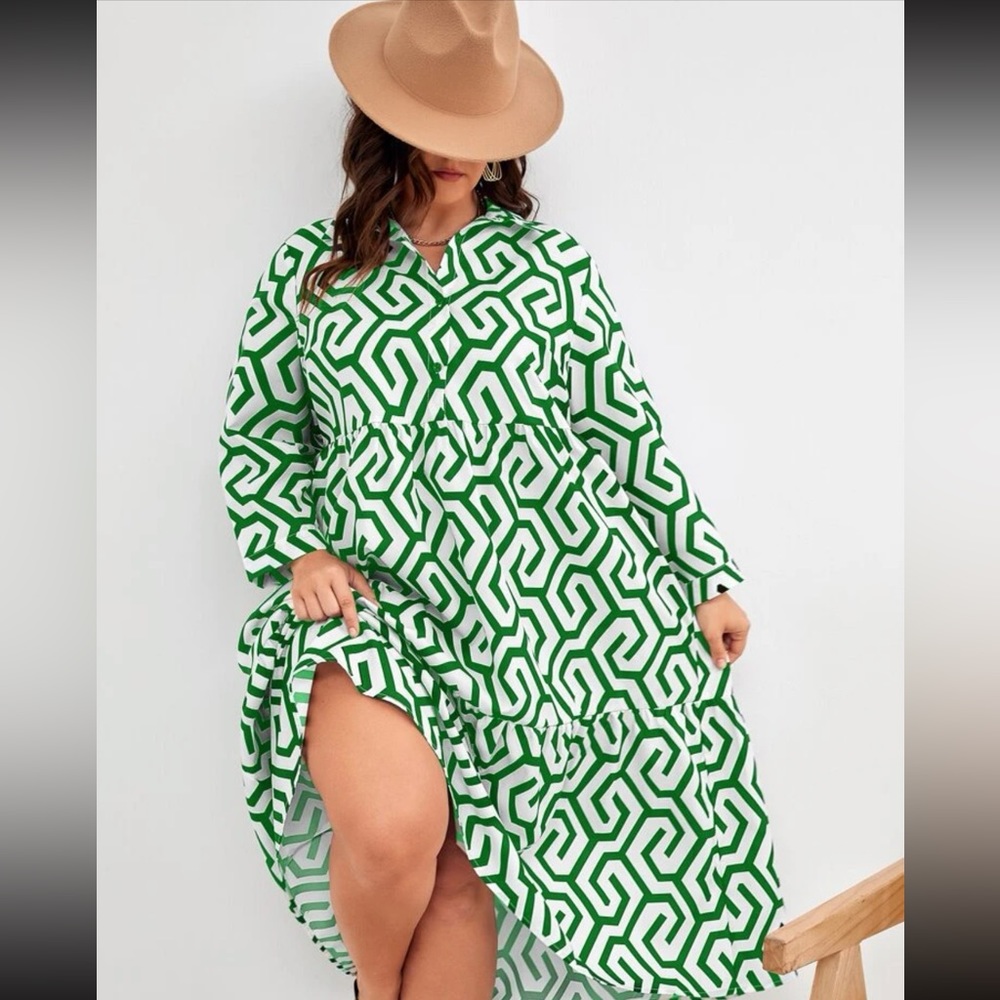 SHEIN - All Over Button Front Plus Size Smock Dress 1X